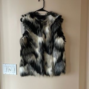 Black and White Faux Fur Vest